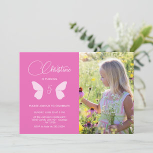 Fairy Girl Birthday Minimalist Simple Modern Photo Invitation