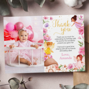 Fairy Girl Birthday Photo Thank You Card