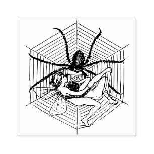 Fairy girl caught in a spiders web rubber stamp