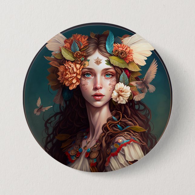 Fairy Girl Fantasy Art Button (Front)