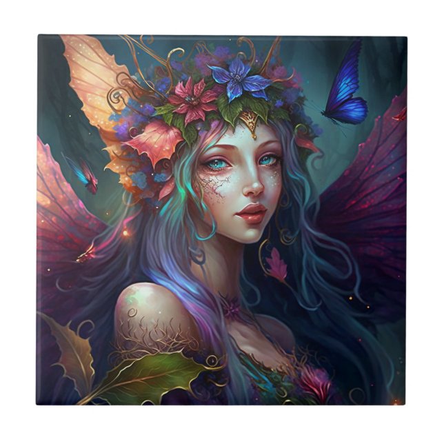 Fairy Girl Fantasy Art Ceramic Tile (Front)