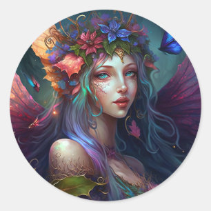 Fairy Girl Fantasy Art Classic Round Sticker