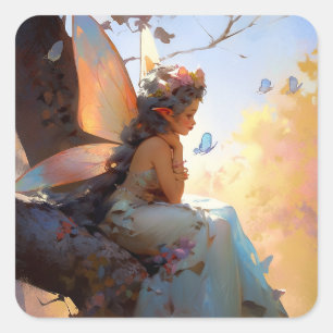 Fairy Girl Fantasy Art Square Sticker