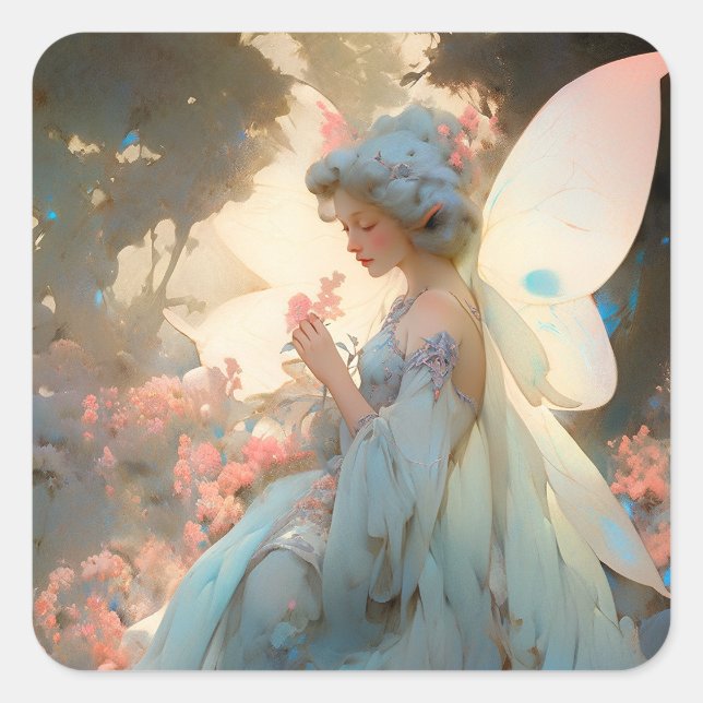 Fairy Girl Fantasy Art Square Sticker (Front)