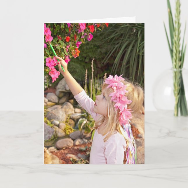 Fairy girl painting a flower card (Front)