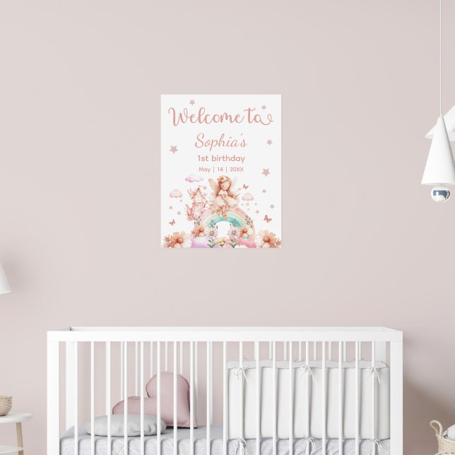 Fairy Girl Rainbow Magical Teapot Birthday Poster (Nursery 2)