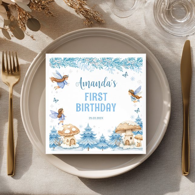 Fairy Girl Winter Garden Birthday Napkins (Creator Uploaded)