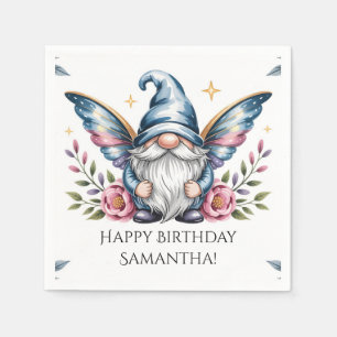 Fairy Gnome and Rose with Custom Text Napkin