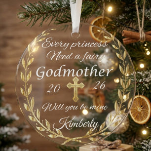 Fairy Godmother Proposal  Custom godmother  Glass Tree Decoration