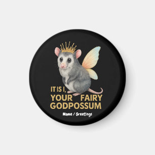 Fairy Godpossum Cute Opossum with Crown and Wings  Magnet