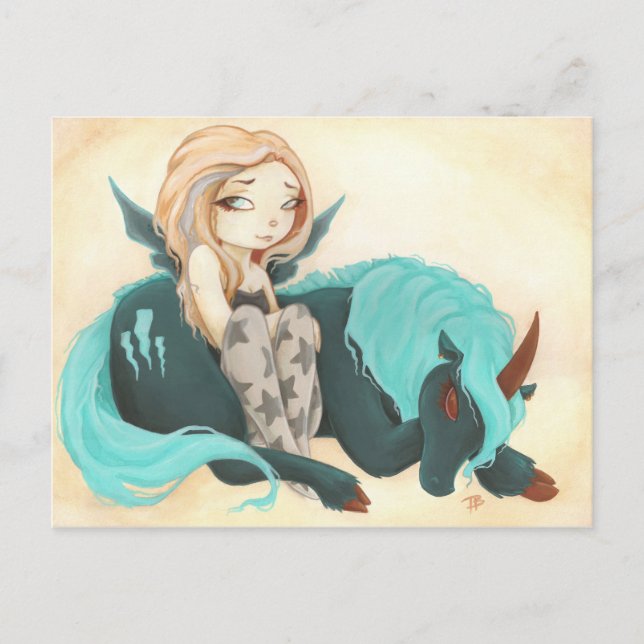 FAIRY GOTH unicorn storm lightning Postcard (Front)