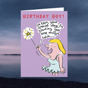 Fairy Grants a Magic Wish. Rude Birthday Holiday Card