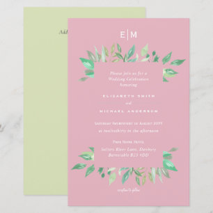 Fairy Green Pink Budget Wedding Invite A9