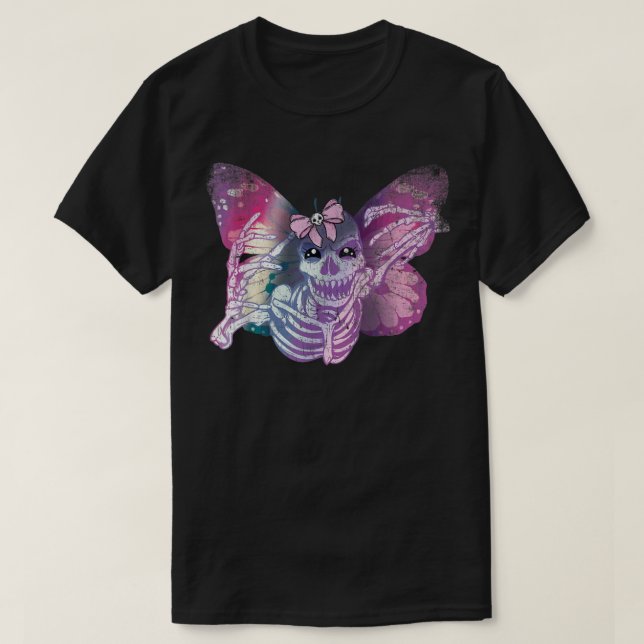 Fairy Grunge Fairycore Skeleton Butterfly Pastel G T-Shirt (Design Front)