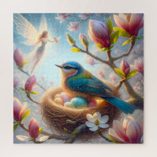 Fairy Guardian and Songbird Spring Nest Jigsaw Puzzle