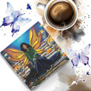 Fairy Guardian Doberman Dog Glass Coaster