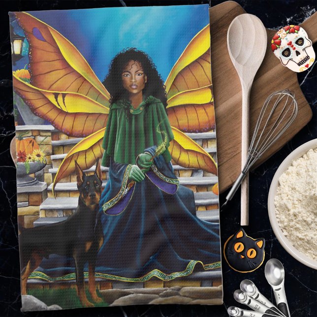 Fairy Guardian Doberman Dog Tea Towel (Creator Uploaded)