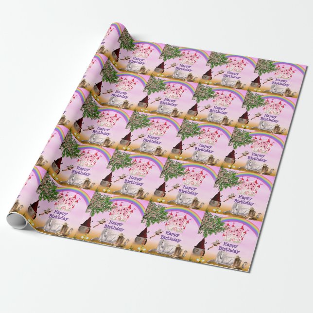 Fairy Happy Birthday Wrapping Paper (Unrolled)