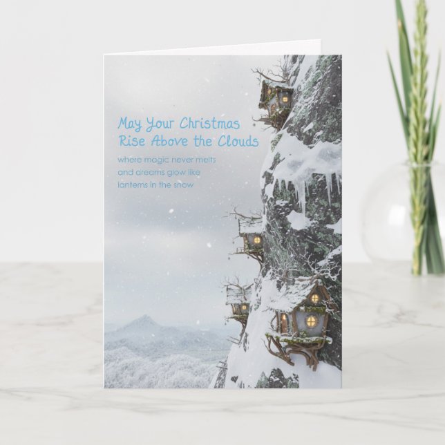 Fairy Homes on the Cliff Folded  Holiday Card (Front)