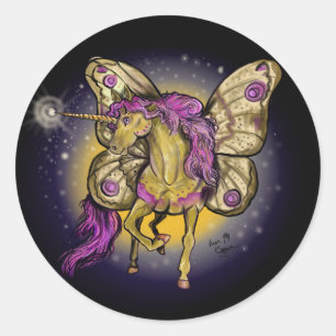 Fairy Horse Yellow Emperor Moth Classic Round Sticker