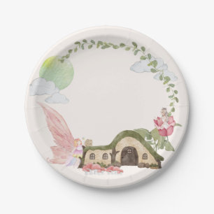Fairy house birthday party paper plate