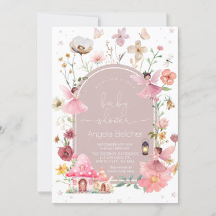 Fairy House - Blush Boho Wildflower Baby Shower Invitation