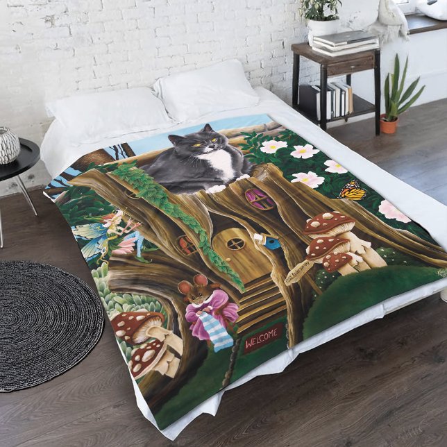 Fairy House Garden Cat Fleece Blanket (Creator Uploaded)