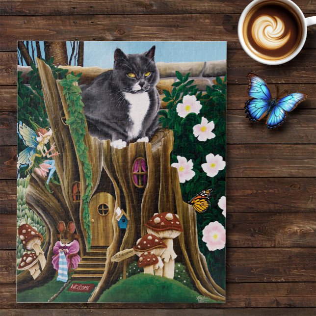 Fairy House Garden Cat Jigsaw Puzzle (Creator Uploaded)