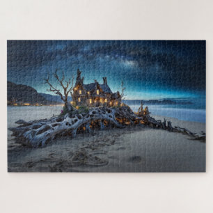 Fairy House on Driftwood Under the Stars Jigsaw Puzzle