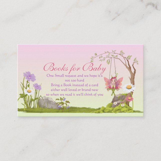 Fairy Illustrations Baby Shower "Books for Baby" Enclosure Card (Front)