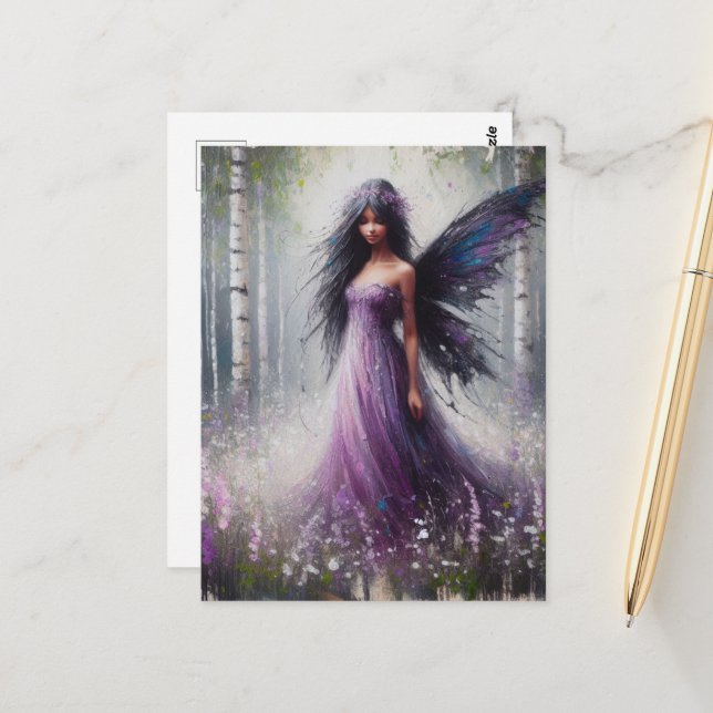 Fairy in a Birch Forest Postcard (Front/Back In Situ)