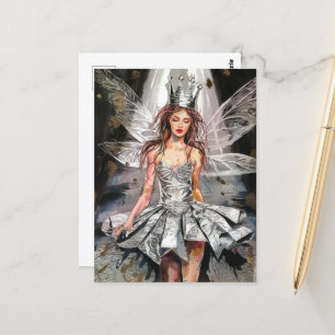 Fairy in a Fashion Foil Dress Postcard