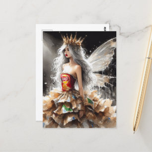 Fairy in a Fashion Show Dress Made From Chip Bags Postcard