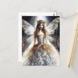 Fairy in a Fashion Show Dress Made From plastic Postcard