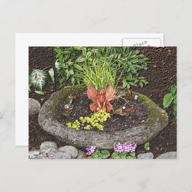 Fairy In A Garden Nature Art Personalized Postcard (Front/Back)