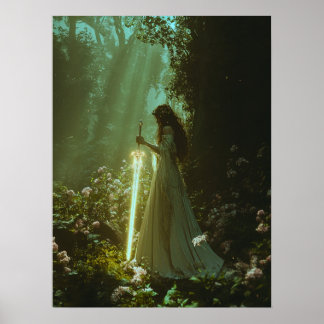 Fairy in a magical forest poster