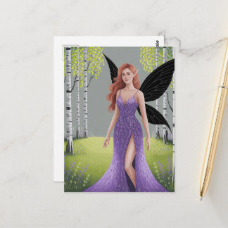 Fairy in a Purple Dress Forest Fantasy Postcard