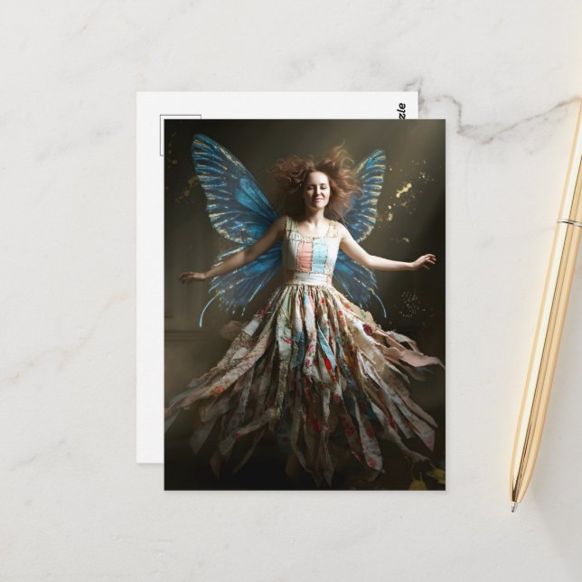 Fairy in a Recycled Dress Postcard (Front/Back In Situ)