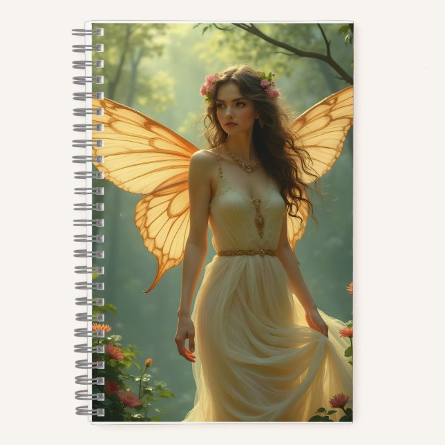 Fairy in a White Dress in the Forest Notebook (Front)