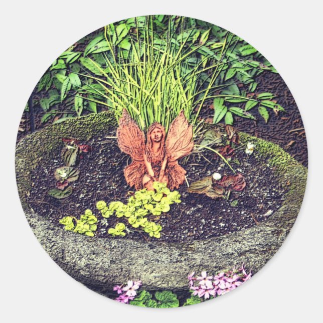 Fairy In Garden Nature  Classic Round Sticker (Front)