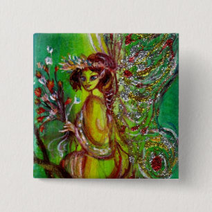 FAIRY IN GREEN 15 CM SQUARE BADGE