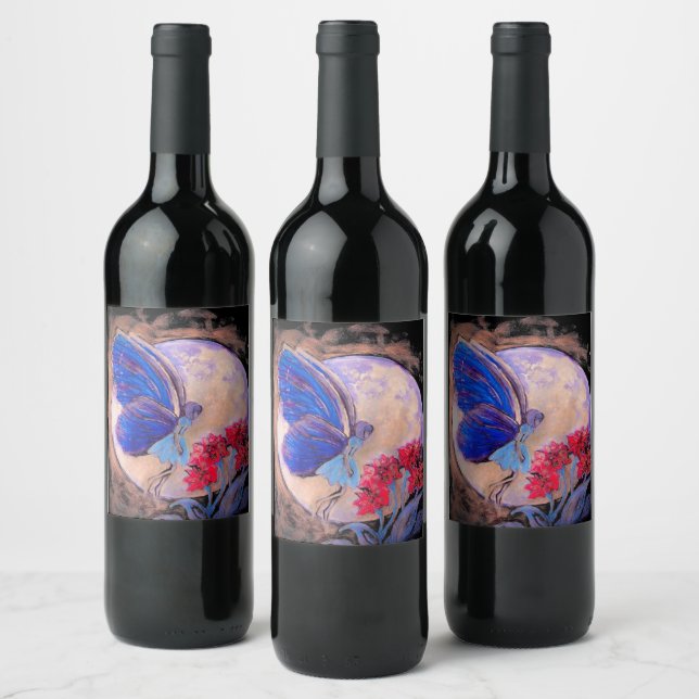 Fairy in Moonlight Food or Wine Label Set (Bottles)