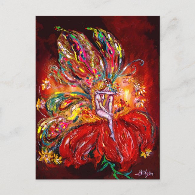 FAIRY IN RED INVITATION POSTCARD (Front)