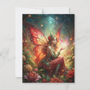 Fairy in red postcard