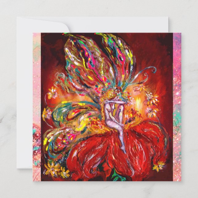 FAIRY IN RED  yellow  green pink Announcement (Front)