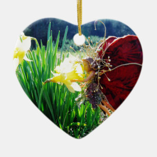 Fairy in the Daffodils Ceramic Tree Decoration