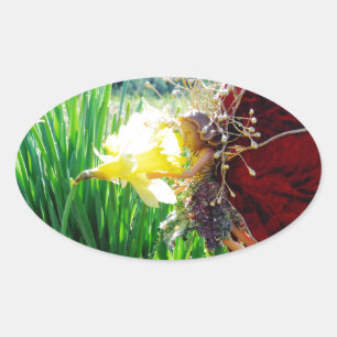 Fairy in the Daffodils Oval Sticker