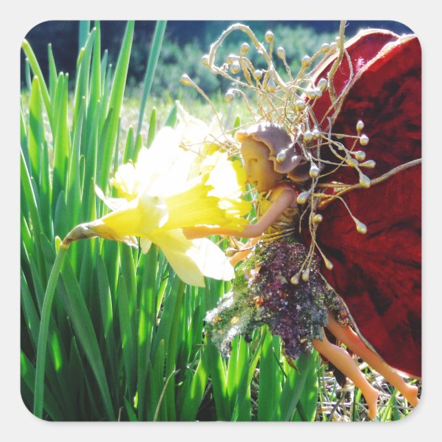 Fairy in the Daffodils Square Sticker (Front)