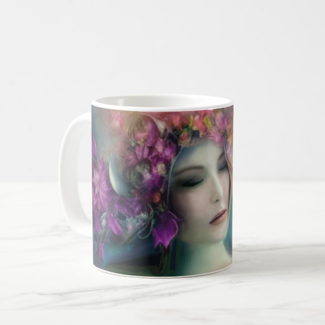 Fairy In The  Flower Garden Watercolor Coffee Mug (Front Left)