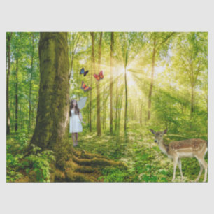Fairy in the magic forest with Bambi and butterfly Tissue Paper